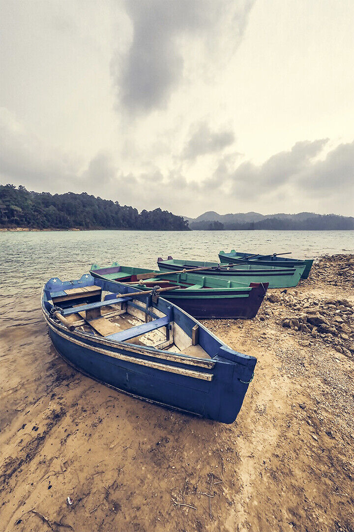 Boats Anchored Along The Shore Watercraft Poster Wall Art Print Home Wall Decor
