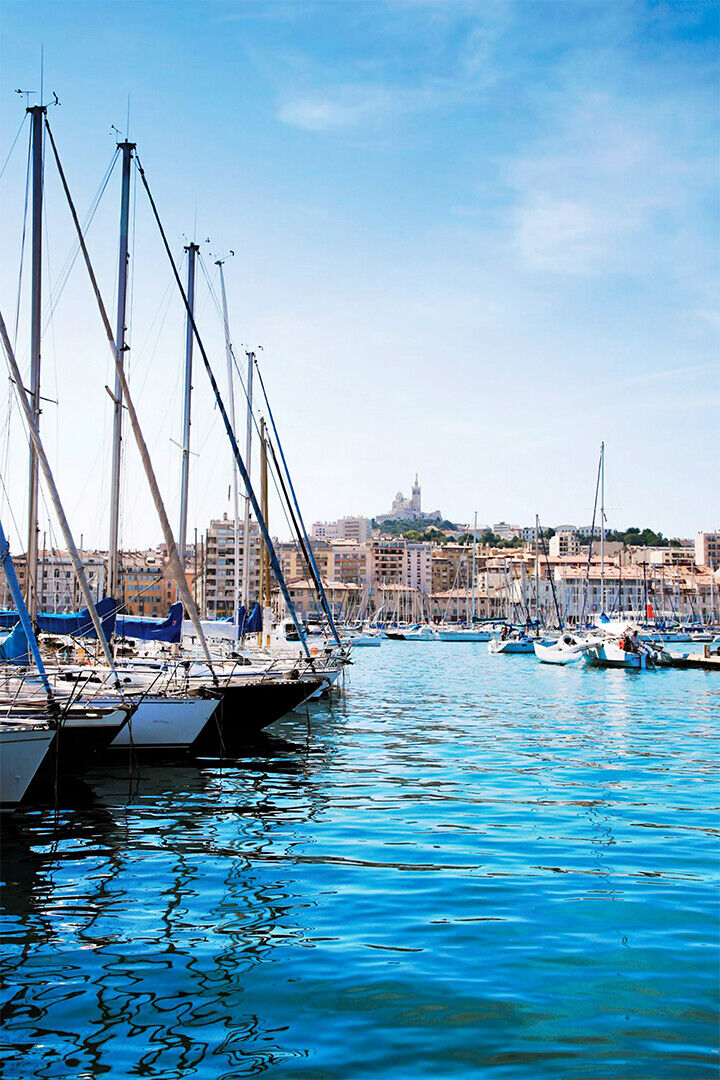 Boats In Old Harbor Of Marseille France Watercraft Poster Wall Art Print Home Wall Decor