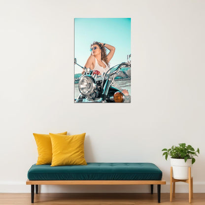 Girls Motorcycle Moto Biker Sexy Girl Model Poster Wall Art Print Home Wall Decor