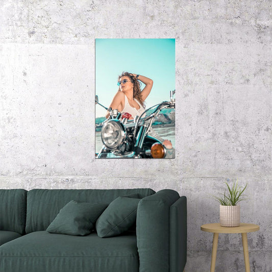 Girls Motorcycle Moto Biker Sexy Girl Model Poster Wall Art Print Home Wall Decor