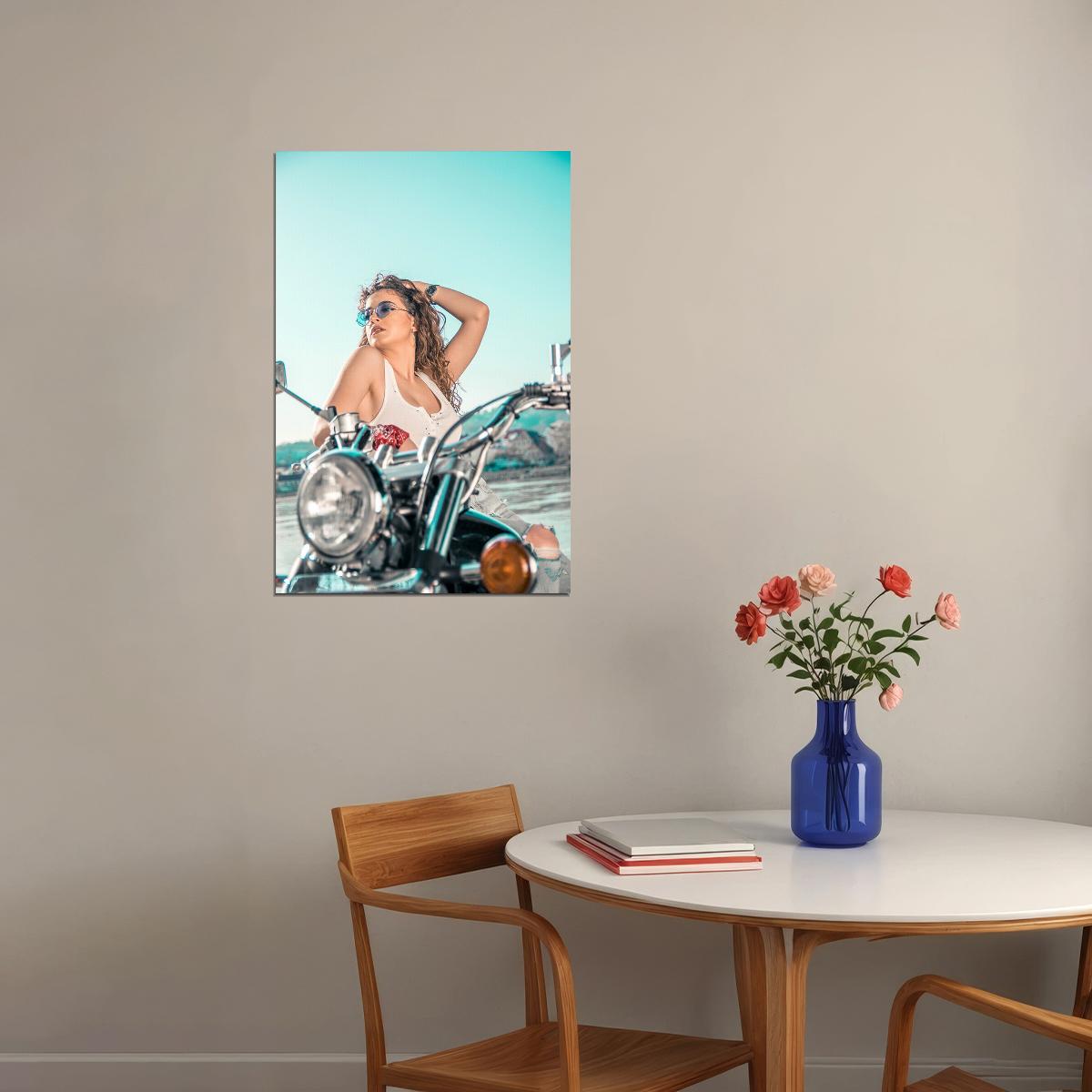 Girls Motorcycle Moto Biker Sexy Girl Model Poster Wall Art Print Home Wall Decor