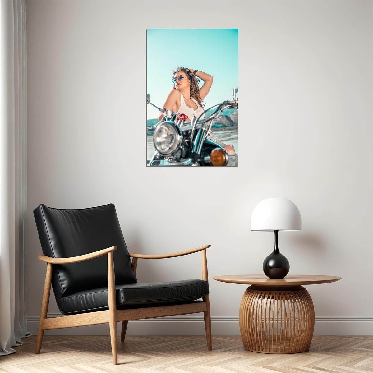 Girls Motorcycle Moto Biker Sexy Girl Model Poster Wall Art Print Home Wall Decor