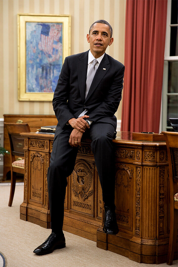 President Sits On Edge Of Desk Poster Wall Art Print Home Wall Decor