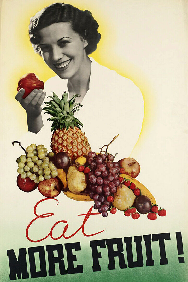 Eat More Fruit Food Advertisement Poster Wall Art Print Home Wall Decor