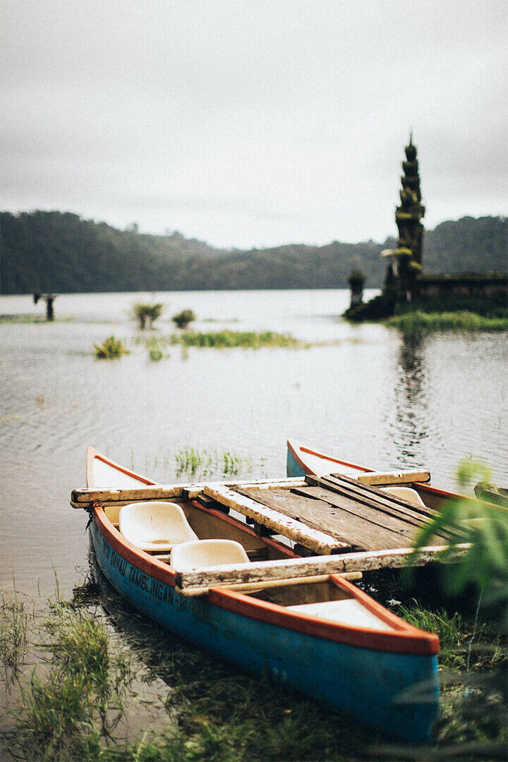 Isolated Canoe Two Boats Watercraft Poster Wall Art Print Home Wall Decor
