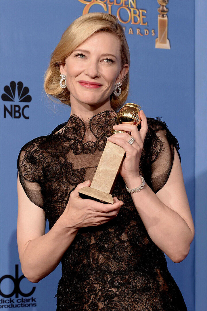 Actress Sissy Spacek Holding Trophy At Golden Globe Awards Poster Wall Art Print Home Wall Decor