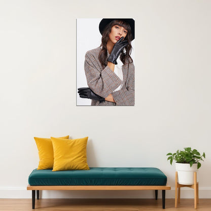 Women Modeling Hat And Gloves Fashion Poster Wall Art Print Home Wall Decor