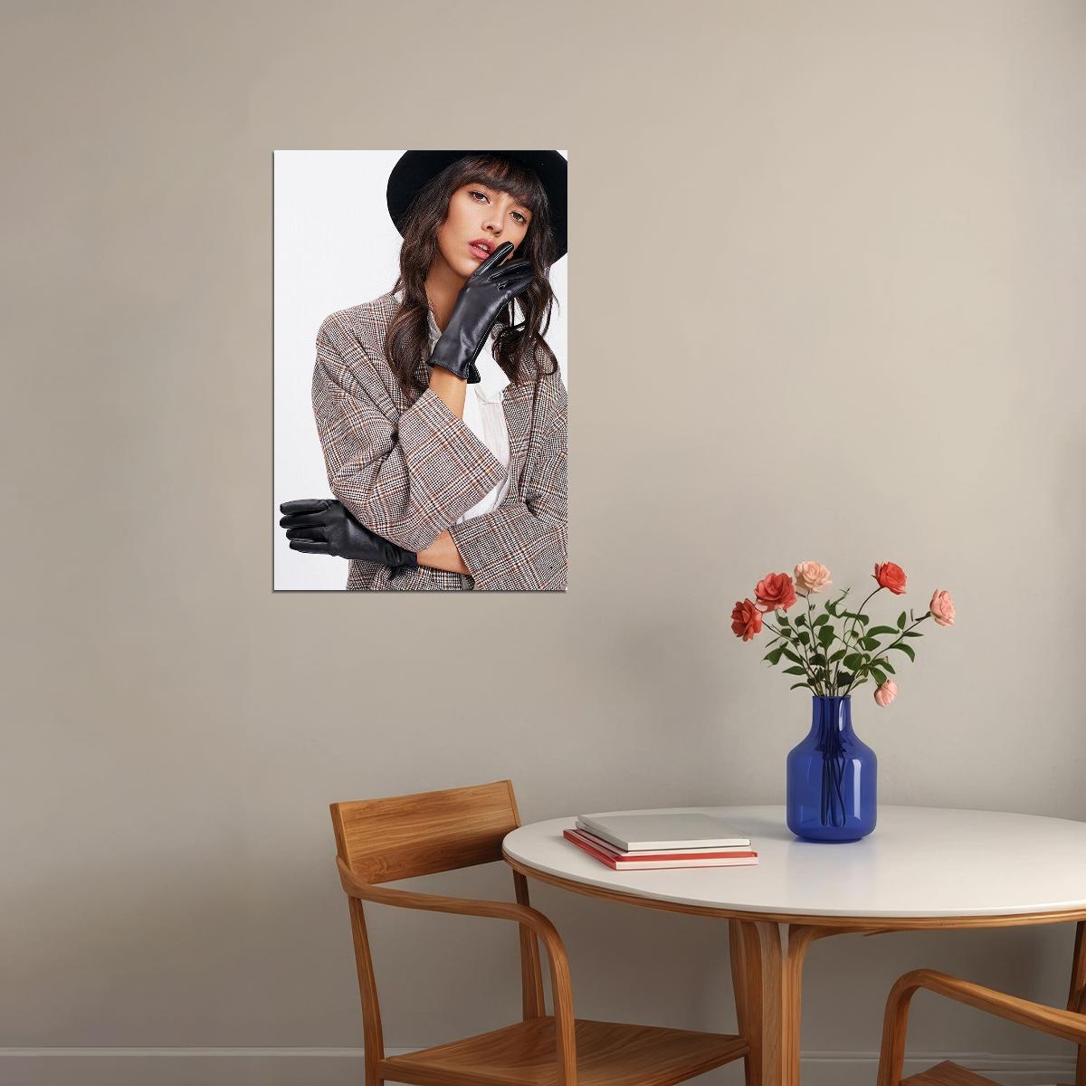 Women Modeling Hat And Gloves Fashion Poster Wall Art Print Home Wall Decor