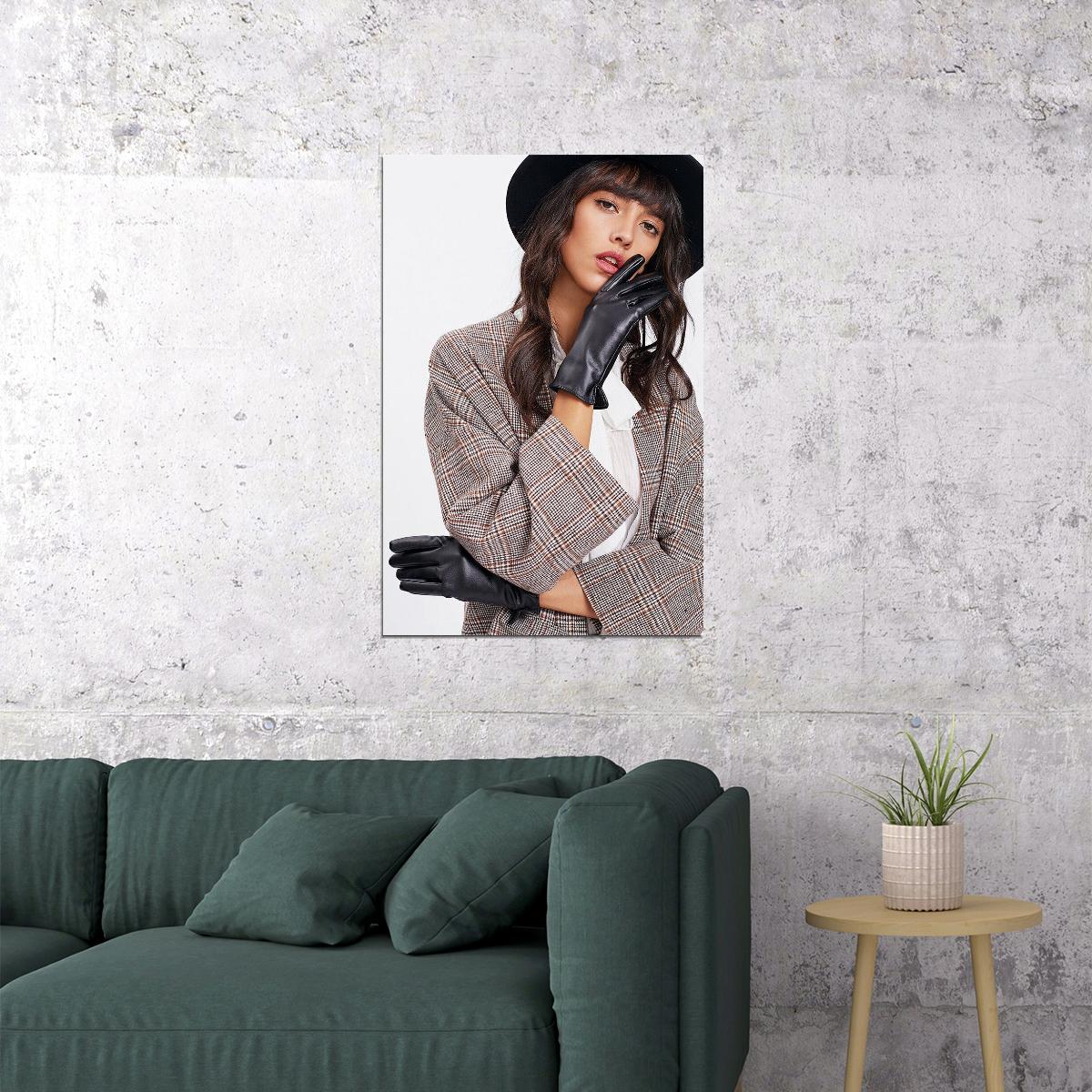 Women Modeling Hat And Gloves Fashion Poster Wall Art Print Home Wall Decor