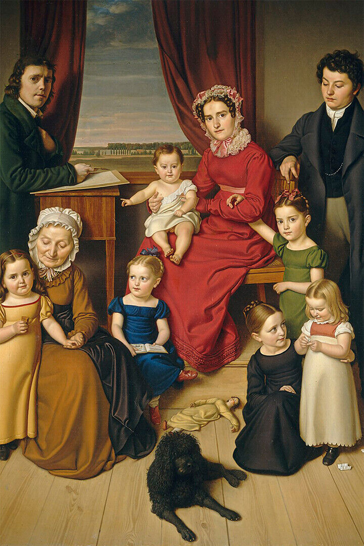 Portrait Of Crowded Family People Poster Wall Art Print Home Wall Decor