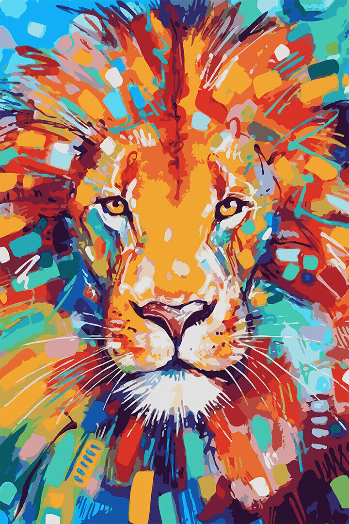 Stunning Abstract Lion Colour Animal Poster Wall Art Print Home Wall Decor