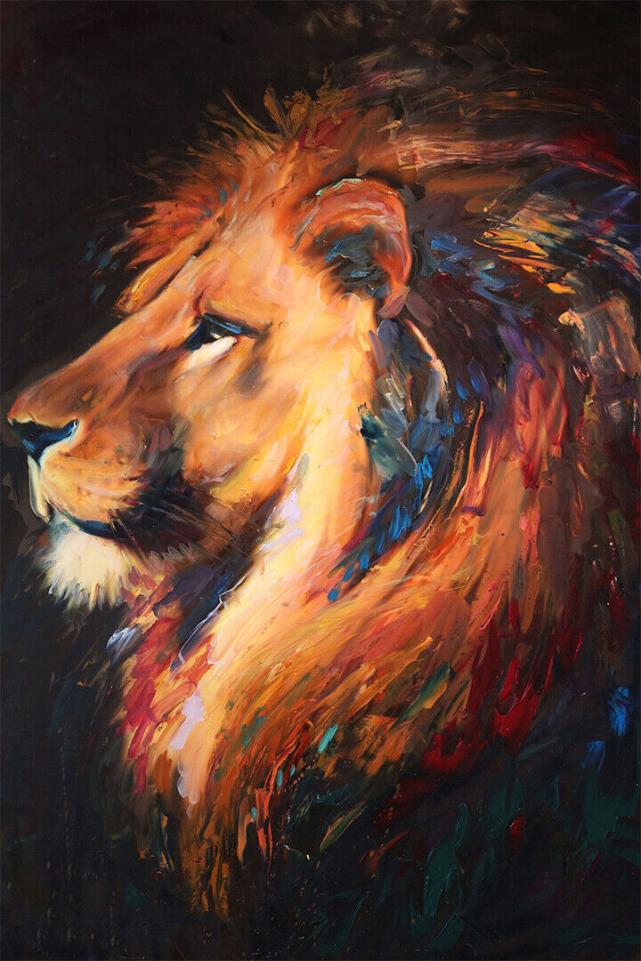 Stunning Abstract Lion Animal Colour Poster Wall Art Print Home Wall Decor