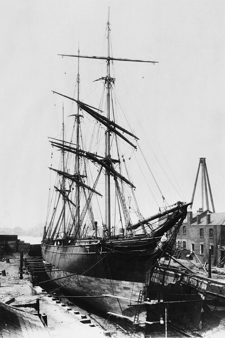 Whaling Ships Dry Sails In Dock Poster Wall Art Print Home Wall Decor