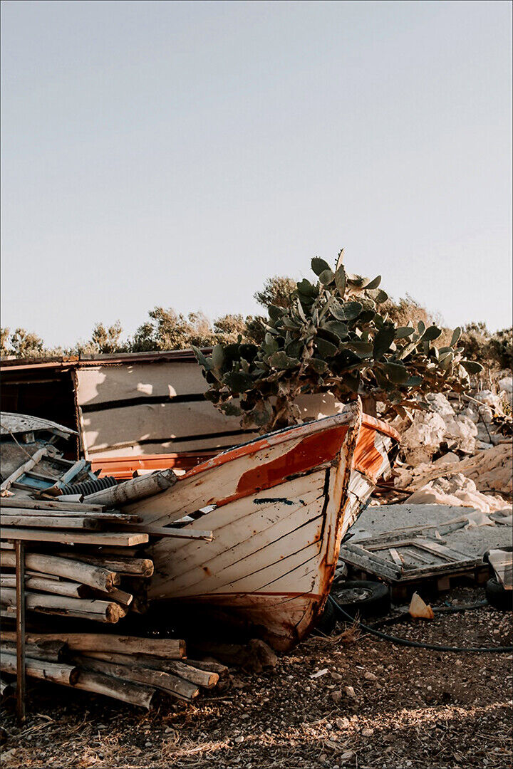 Beached Ship After Hurricane Watercraft Poster Wall Art Print Home Wall Decor