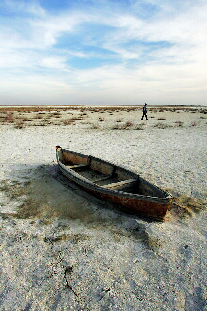 Abandoned Fishing Vessel In Receded Area Of Aral Sea Poster Wall Art Print Home Wall Decor