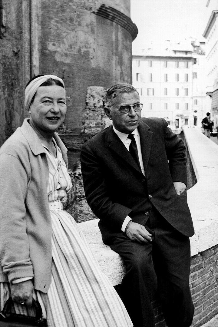 Portrait Of Simone De Beauvoir And Sartre Poster Wall Art Print Home Wall Decor