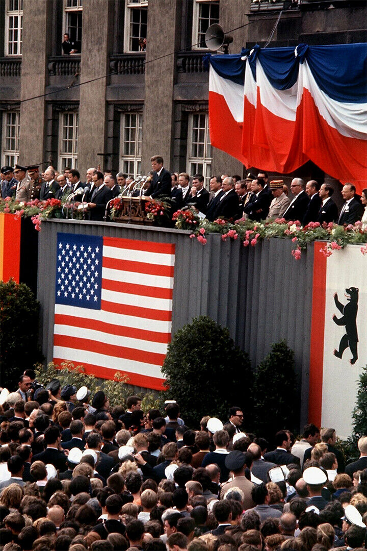 President Kennedy Addressing West Berlin Crowds Poster Wall Art Print Home Wall Decor