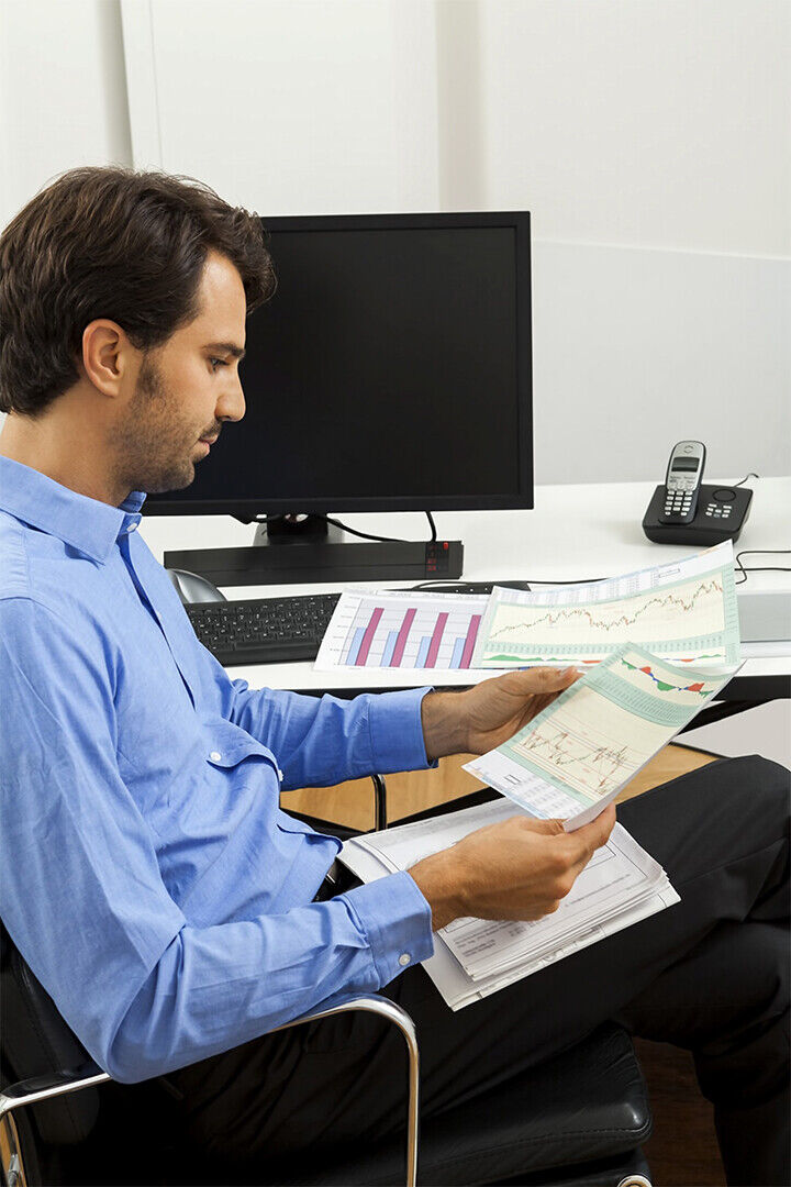 Man Sitting At His Desk Working Poster Wall Art Print Home Wall Decor