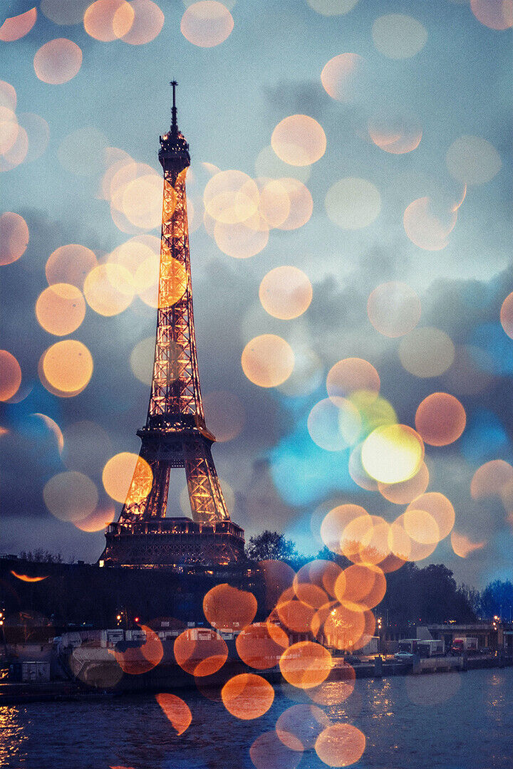 Paris Seine River Eiffel Tower At Night Poster Wall Art Print Home Wall Decor
