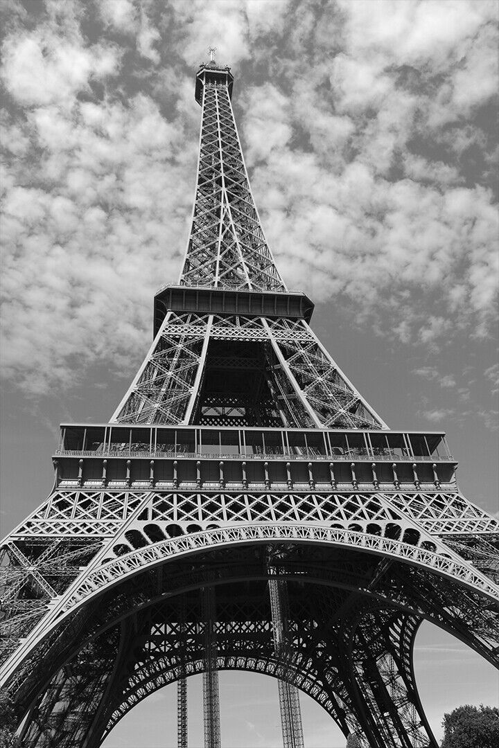 Black And White Photo Of Eiffel Tower Paris Poster Wall Art Print Home Wall Decor