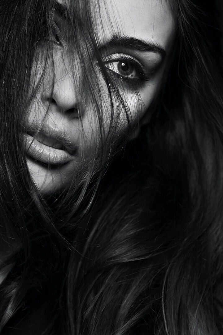 Grayscale Photo Portrait Of F Woman Poster Wall Art Print Home Wall Decor