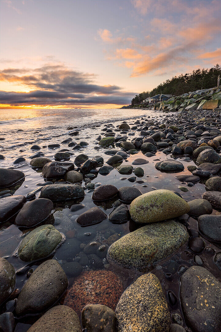 Rocky Seashore During Golden Hour Poster Wall Art Print Home Wall Decor