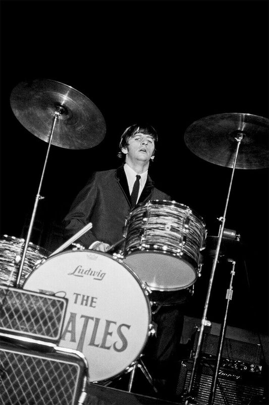 Musician Ringo Starr Playing Drums Poster Wall Art Print Home Wall Decor