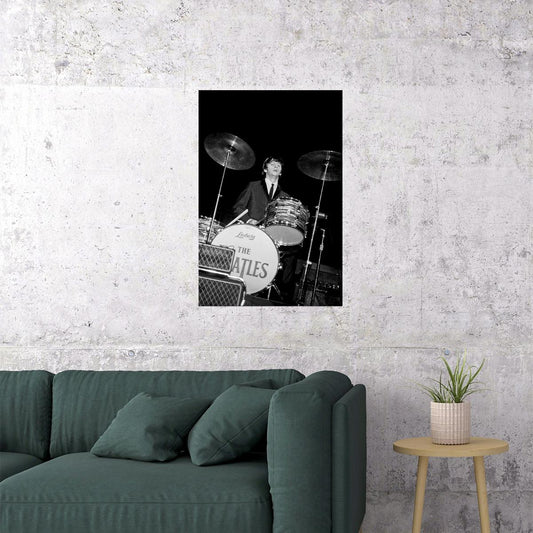 Musician Ringo Starr Playing Drums Poster Wall Art Print Home Wall Decor