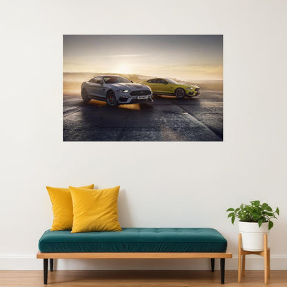 Ford Mustang Mach 1 Two Sports Sedan Cars Poster Wall Art Print Home Wall Decor