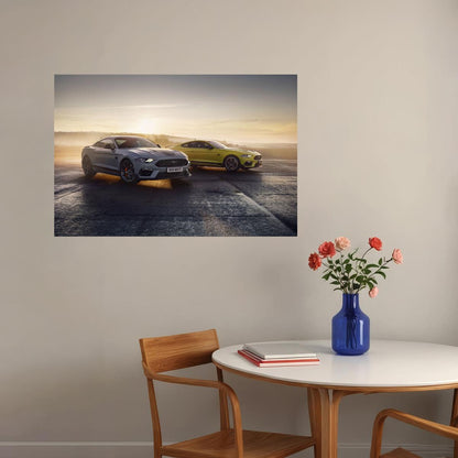 Ford Mustang Mach 1 Two Sports Sedan Cars Poster Wall Art Print Home Wall Decor