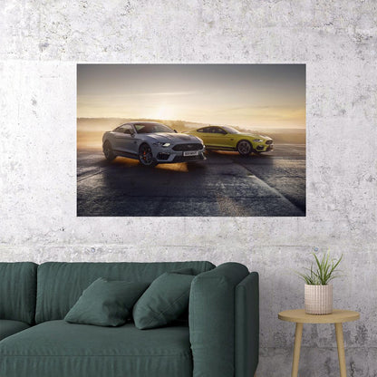 Ford Mustang Mach 1 Two Sports Sedan Cars Poster Wall Art Print Home Wall Decor