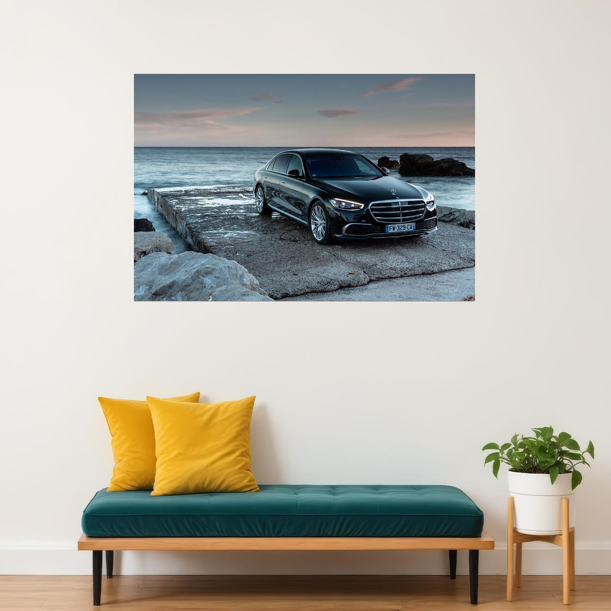 Mercedes-benz S 400 D 4matic Luxury Black Model Poster Wall Art Print Home Wall Decor