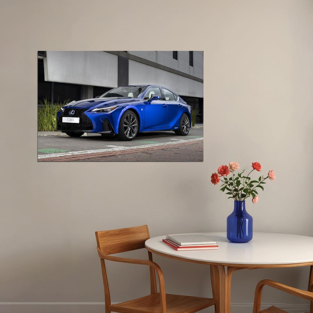Lexus Is 300h F Blue Car Sport Model Poster Wall Art Print Home Wall Decor