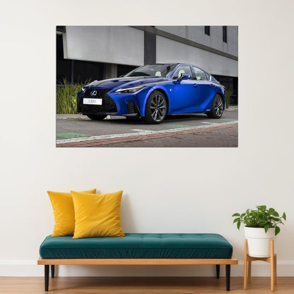 Lexus Is 300h F Blue Car Sport Model Poster Wall Art Print Home Wall Decor