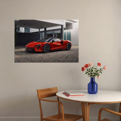 Mclaren Artura Red Sporty Model Car Poster Wall Art Print Home Wall Decor