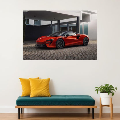 Mclaren Artura Red Sporty Model Car Poster Wall Art Print Home Wall Decor