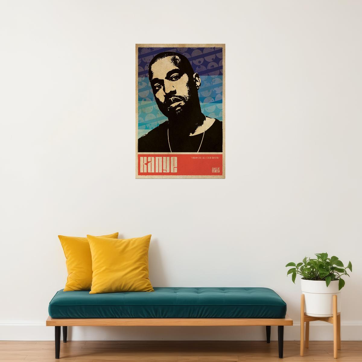 Kanye West Hip Hop Rap Music Singer Songwriter Poster Wall Art Print Home Wall Decor