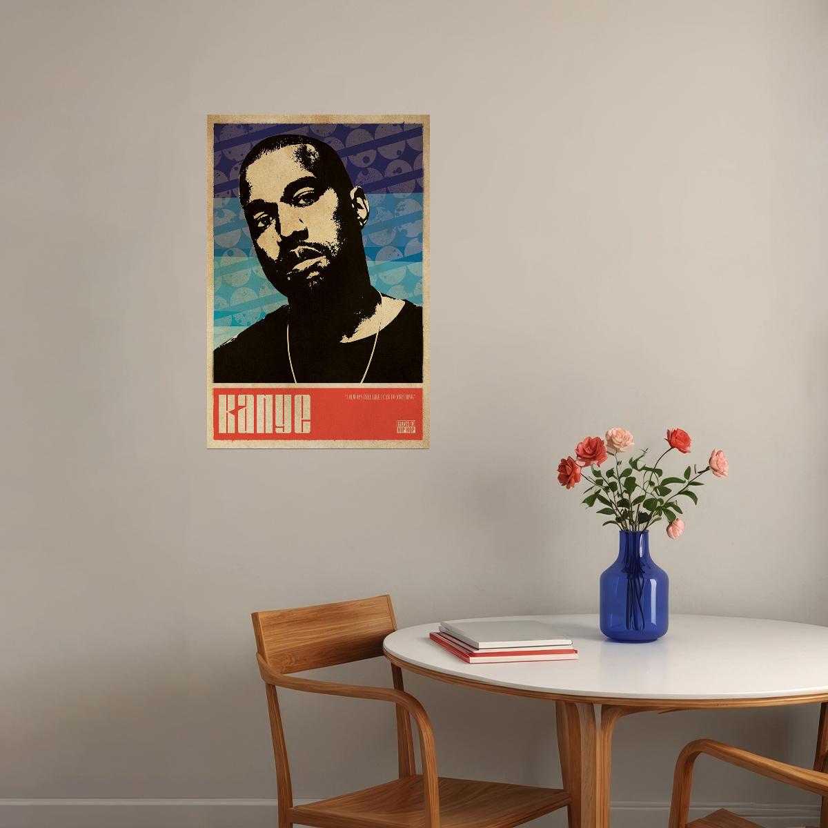 Kanye West Hip Hop Rap Music Singer Songwriter Poster Wall Art Print Home Wall Decor