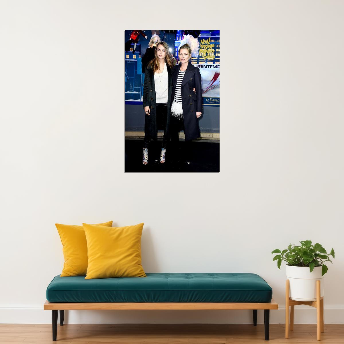 Kate Moss And Cara Delevingne Models Poster Wall Art Print Home Wall Decor
