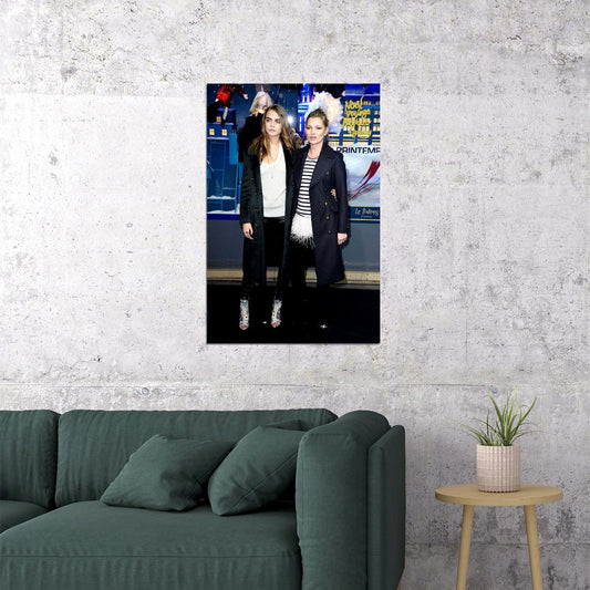 Kate Moss And Cara Delevingne Models Poster Wall Art Print Home Wall Decor