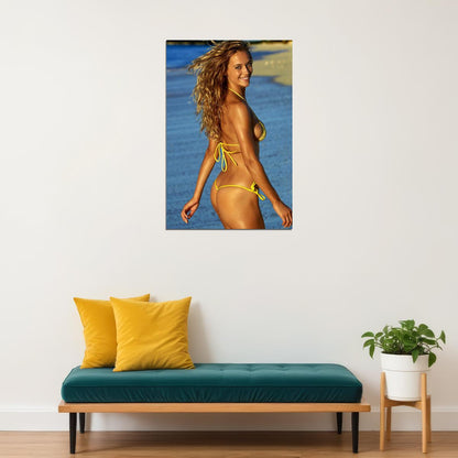 Hannah Ferguson Sexy Model Yellow Hot Bikini Poster Wall Art Print Home Wall Decor