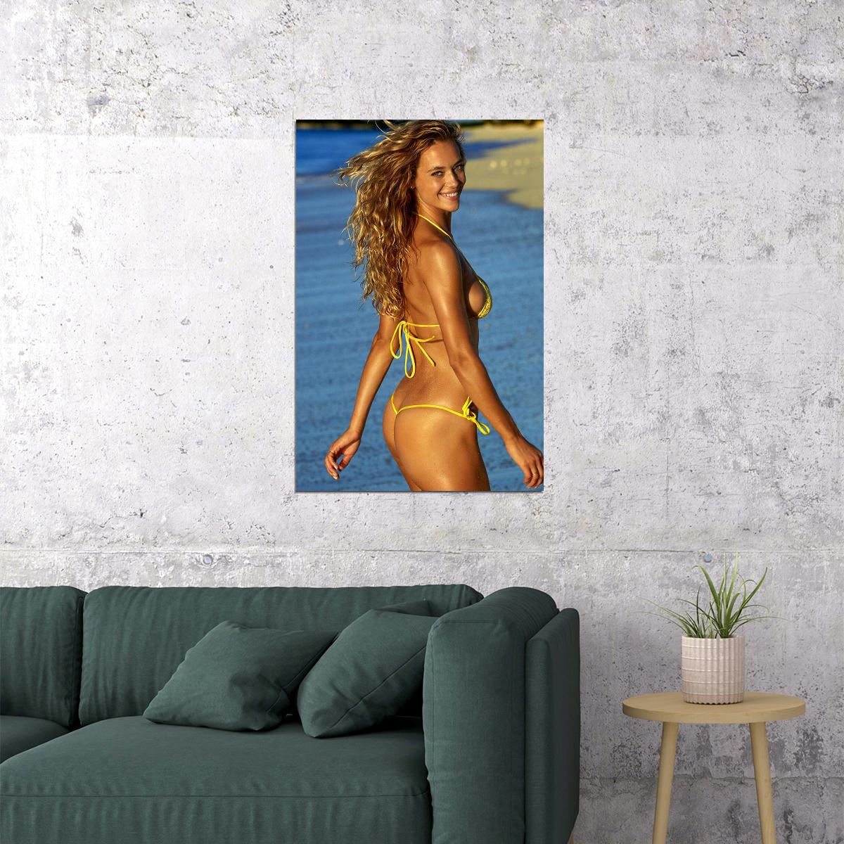 Hannah Ferguson Sexy Model Yellow Hot Bikini Poster Wall Art Print Home Wall Decor