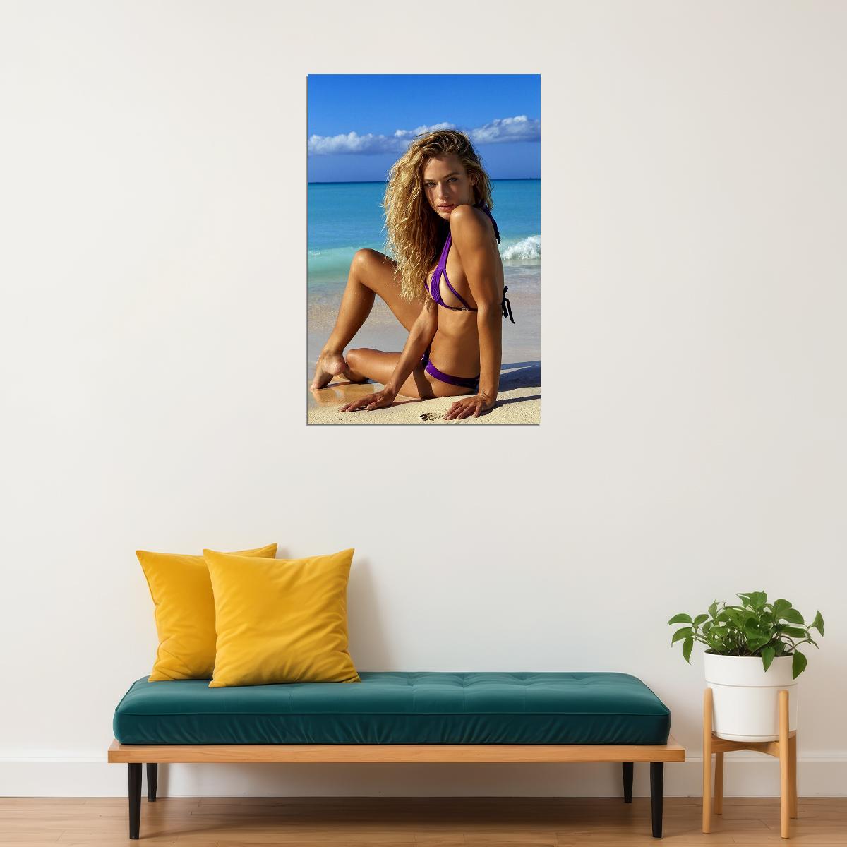 Hannah Ferguson Sexy Model Sandy Beach Photo Poster Wall Art Print Home Wall Decor