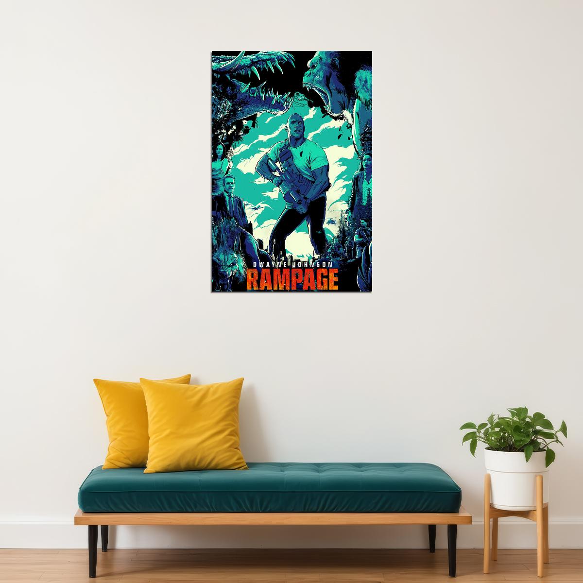 Rampage Dwayne Johnson Big Meets Bigger Movie Poster Wall Art Print Home Wall Decor