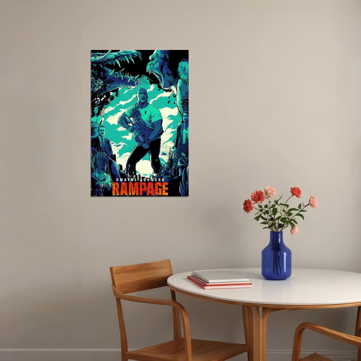 Rampage Dwayne Johnson Big Meets Bigger Movie Poster Wall Art Print Home Wall Decor