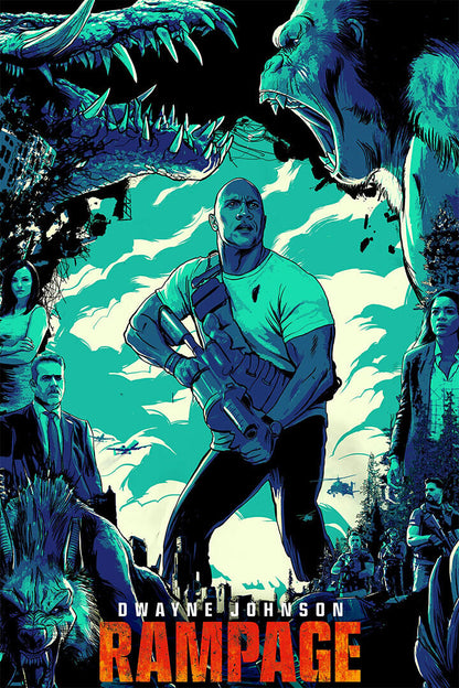 Rampage Dwayne Johnson Big Meets Bigger Movie Poster Wall Art Print Home Wall Decor
