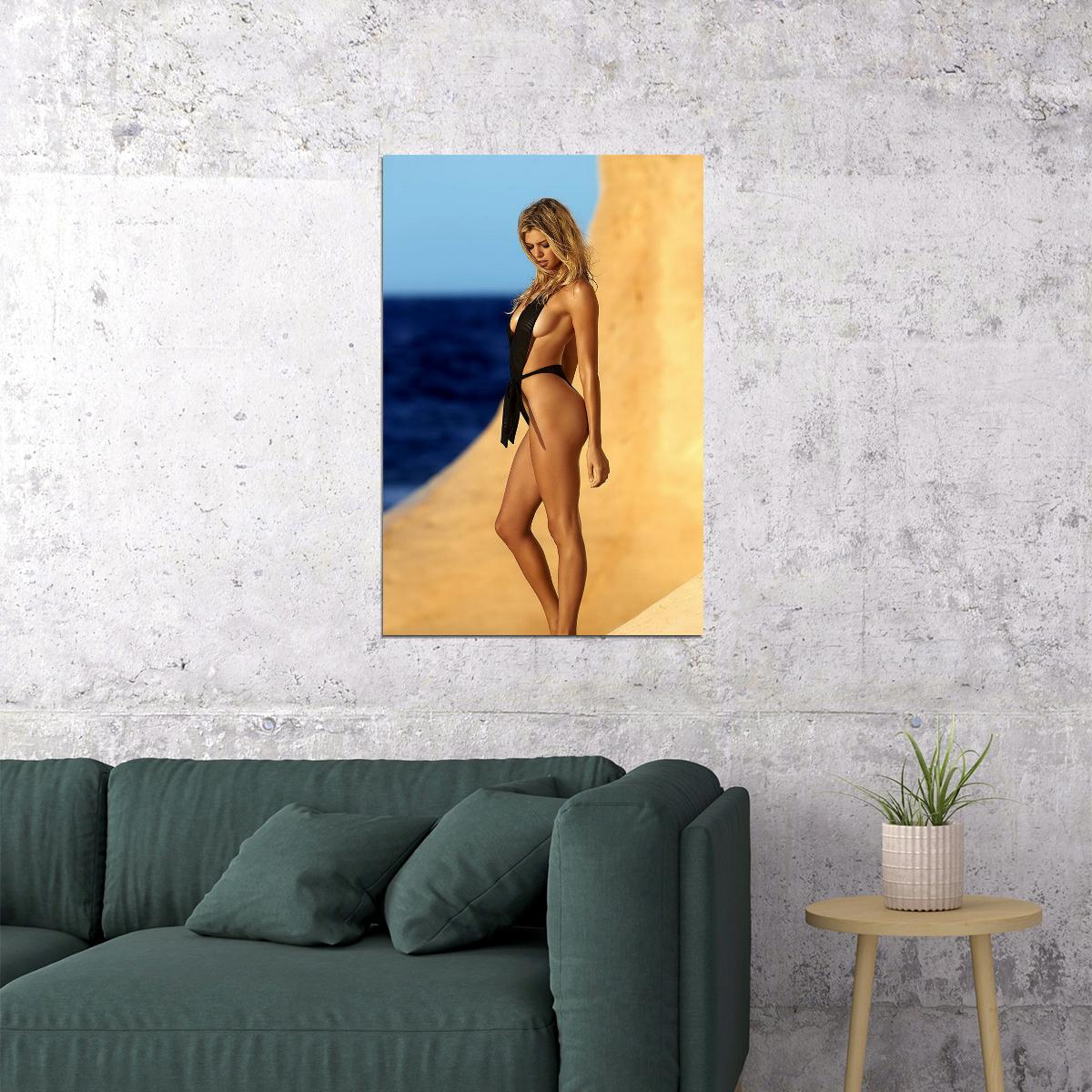 Kelly Rohrbach Adorable Model Sexy Black Swimsuit Poster Wall Art Print Home Wall Decor