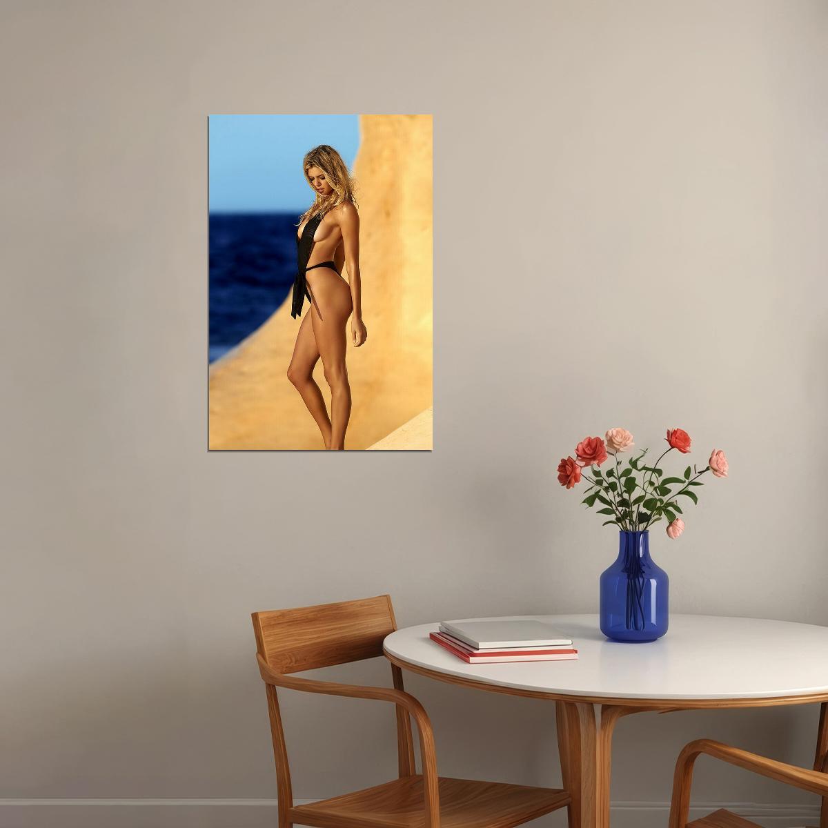 Kelly Rohrbach Adorable Model Sexy Black Swimsuit Poster Wall Art Print Home Wall Decor