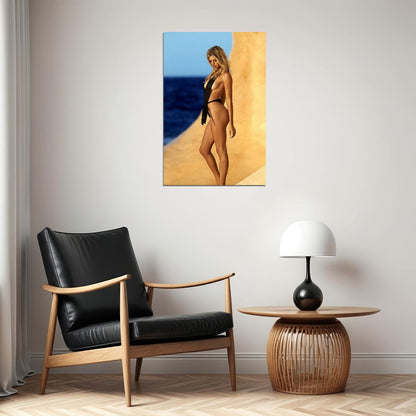 Kelly Rohrbach Adorable Model Sexy Black Swimsuit Poster Wall Art Print Home Wall Decor