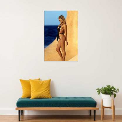Kelly Rohrbach Adorable Model Sexy Black Swimsuit Poster Wall Art Print Home Wall Decor